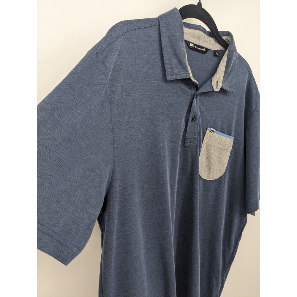 Travis Mathew Polo Shirt Mens Large Blue Gray Golf‎ - Picture 3 of 12